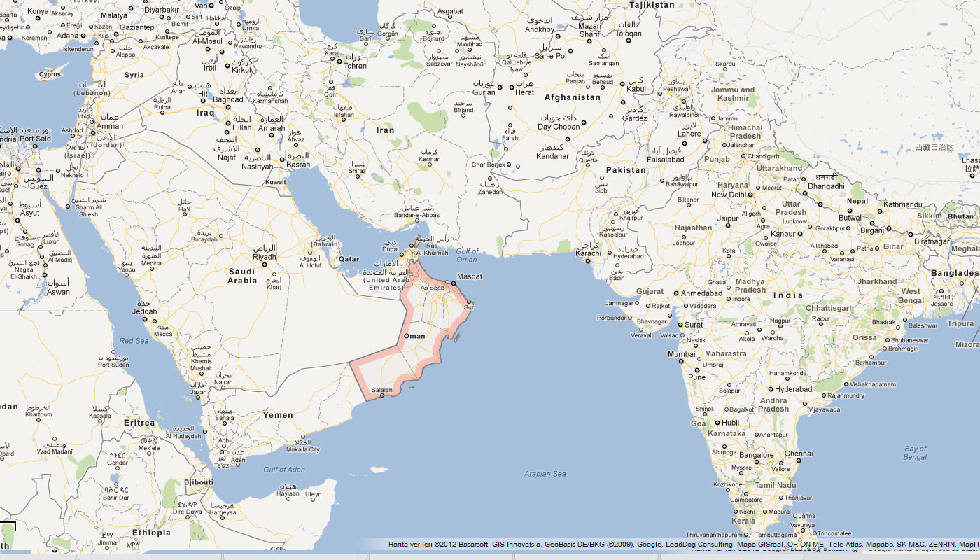 carte du oman milieu est